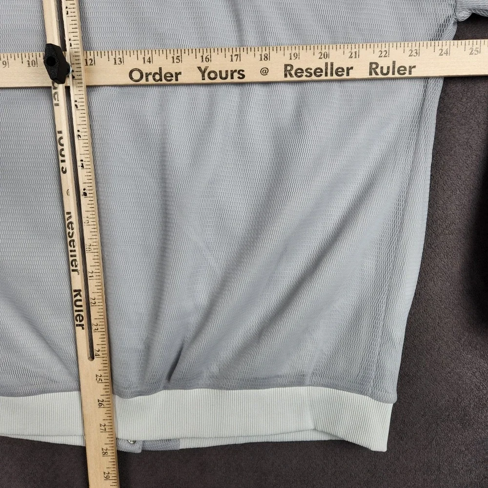 Alo Yoga Field Jacket Womens Medium Dove Grey Mesh Bomber Ruched Sleeve Snap NEW